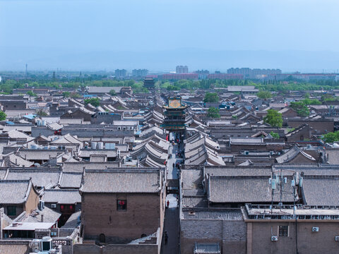 山西省晉中市平遙縣平遙古城航拍