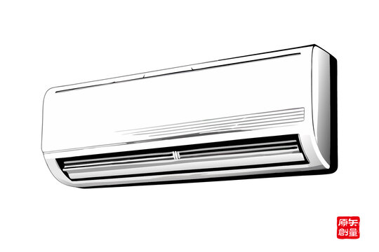 簡約風(fēng)格壁掛式空調(diào)插畫