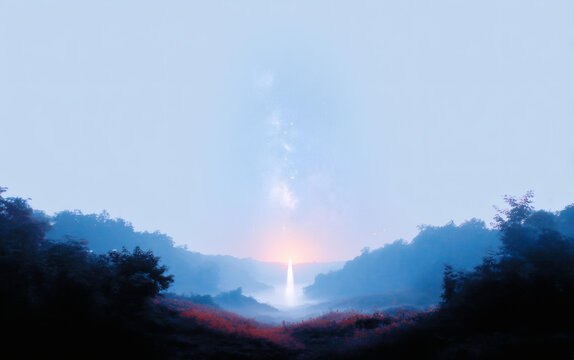 清晨山谷中的夢(mèng)幻日出