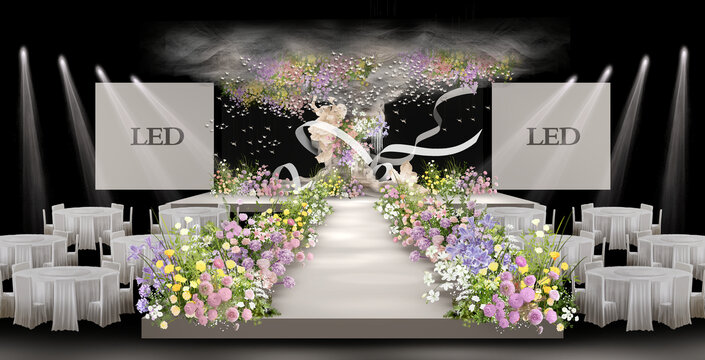 浪漫花卉主題婚禮舞臺設(shè)計(jì)