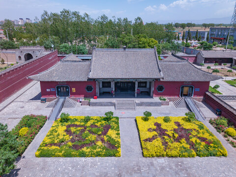 山西省平遙縣旅游景點雙林寺航拍