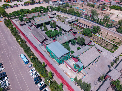 山西省平遙縣旅游景點雙林寺航拍