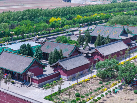 山西省平遙縣旅游景點雙林寺航拍