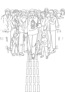 盲人人群線稿