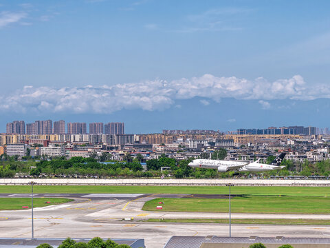 成都雙流機場夜景環球中心雙子塔