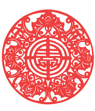 傳統(tǒng)中式圓形剪紙喜字圖案