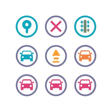 多彩汽車(chē)相關(guān)圖標(biāo)集合