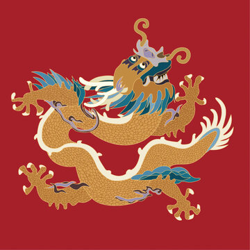 中式傳統(tǒng)金龍插畫圖案