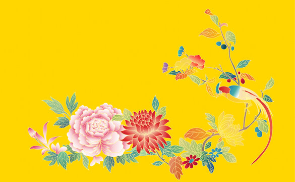 中式花鳥花卉圖案設計