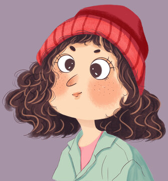 手繪兒插頭像插畫女生頭像卡通頭像