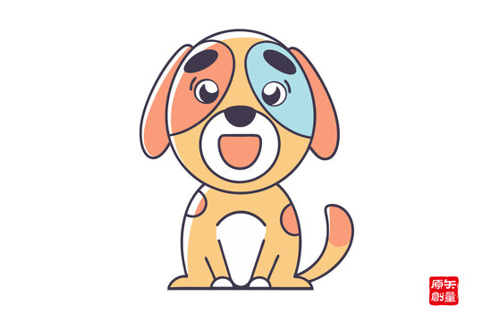可愛卡通小狗形象插畫