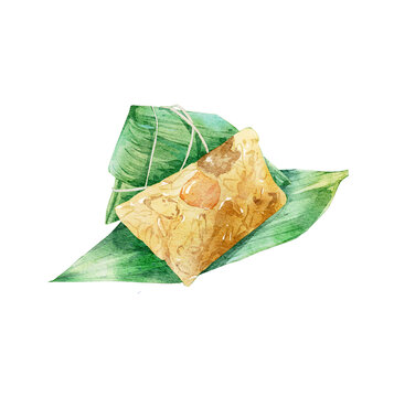 水彩風(fēng)格美味蛋黃粽