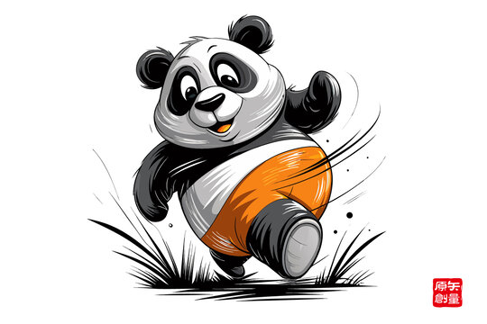 奔跑的可愛卡通熊貓