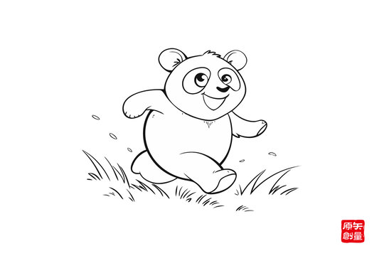 奔跑的可愛卡通熊貓