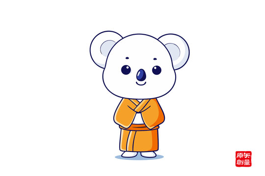 穿僧袍的可愛考拉卡通形象