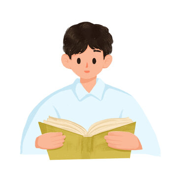 男生認(rèn)真閱讀學(xué)習(xí)開學(xué)季學(xué)海無涯海報