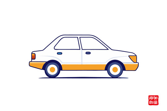 簡約卡通風格小轎車圖案