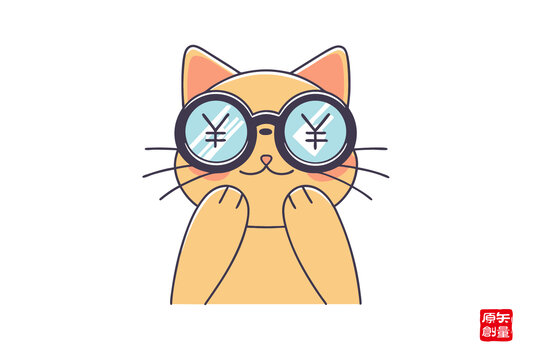 戴金錢眼鏡的可愛貓咪