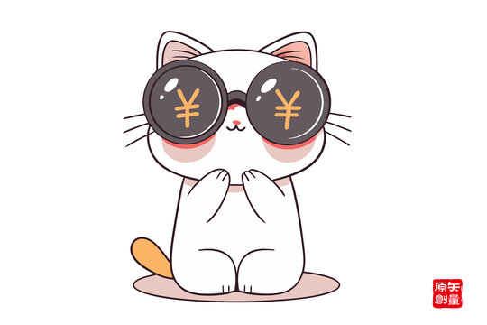 戴錢幣眼鏡的可愛貓咪