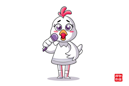 可愛小雞手持話筒演唱