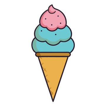 雙色甜筒冰淇淋卡通插畫
