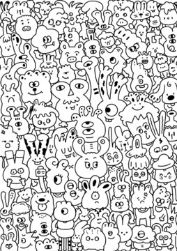 小怪獸涂鴉本插畫