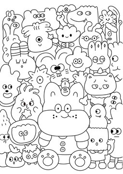 小怪獸涂鴉線稿