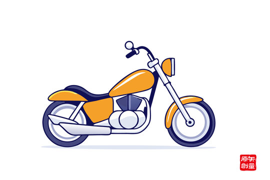 復(fù)古風(fēng)格橙色卡通摩托車(chē)