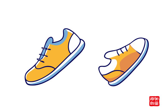 簡(jiǎn)約風(fēng)黃色運(yùn)動(dòng)鞋插畫(huà)