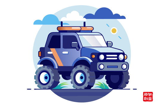 卡通風(fēng)格越野汽車插畫