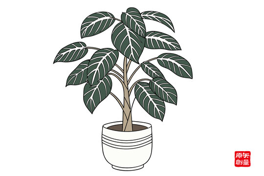 簡(jiǎn)約風(fēng)盆栽植物插畫(huà)