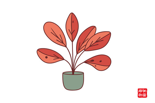 簡(jiǎn)約風(fēng)盆栽植物插畫