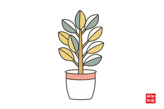 簡(jiǎn)約風(fēng)盆栽植物插畫(huà)