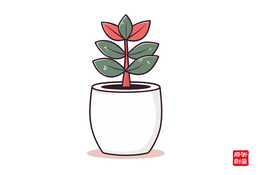 簡(jiǎn)約風(fēng)盆栽植物插畫(huà)