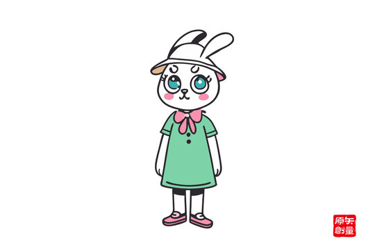 可愛兔子卡通形象插畫