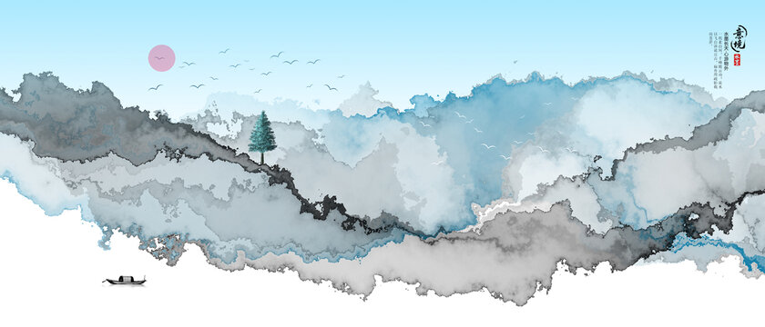 水墨山水意境圖
