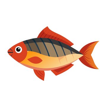 可愛彩色卡通小魚插畫