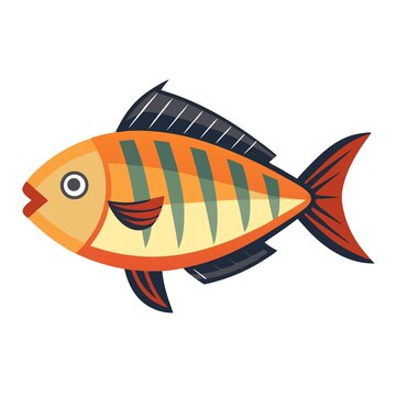 彩色條紋卡通魚插畫