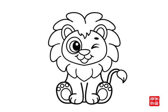 可愛(ài)卡通小獅子簡(jiǎn)筆畫(huà)