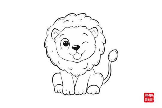 可愛卡通小獅子簡筆畫