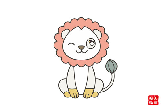 可愛卡通小獅子插畫