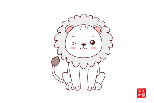 可愛卡通小獅子插畫