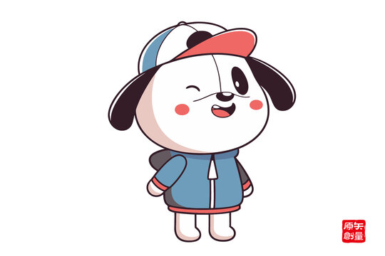戴帽可愛小狗卡通形象