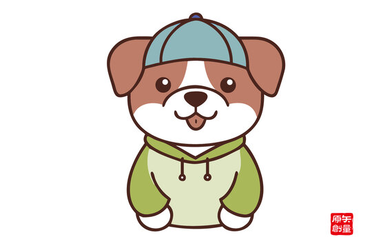 戴帽穿衛(wèi)衣的可愛(ài)小狗