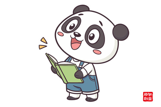 可愛熊貓讀書卡通形象