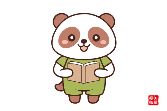 可愛熊貓讀書卡通形象