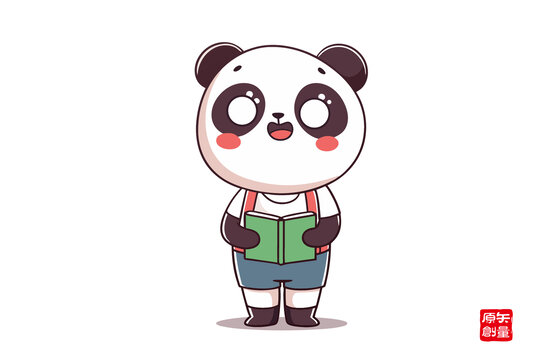 可愛熊貓讀書卡通形象