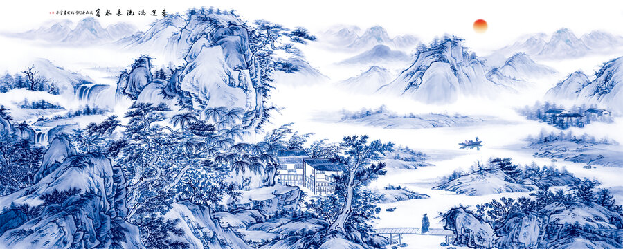 青花瓷山水畫