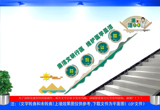廉潔行醫(yī)樓梯文化墻