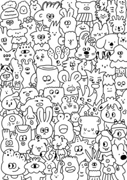 小怪獸涂鴉插畫